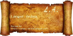 Langer Anina névjegykártya